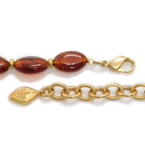 GIVENCHY Brown Amber Gold Plated Tortoiseshell Beads Necklace - Picture 8 of 10